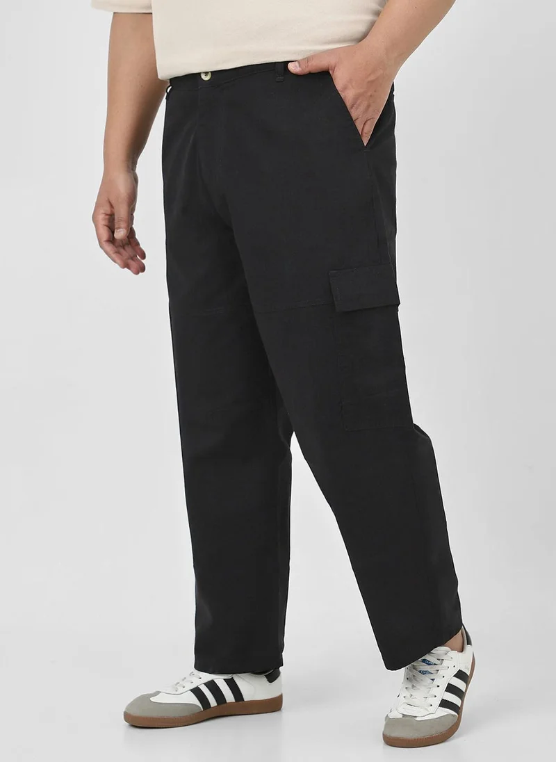 Urbano Fashion  Urbano Plus Men's Black Loose Baggy Fit Solid Cargo Chino Pant with 6 Pockets Non-Stretchable for Men | Best Price UAE